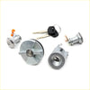 Silver ignition door fuel cap lock cylinder with keyhole and open marking for toyota hilux 4th gen 1983-1988