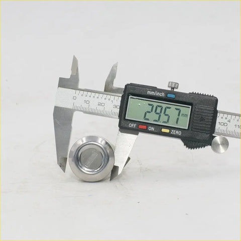 Shiny silver metal ignition door lock fuel lid button for toyota hilux 5th gen 4runner 1988-1997 shown with caliper measurement