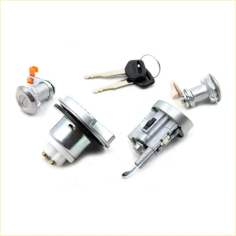 Silver car ignition cylinder set with matching keys for toyota hilux 1983-1988 door fuel cap lock