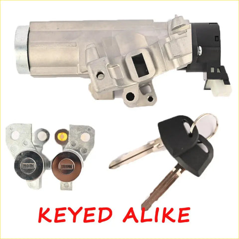 Silver metallic ignition switch door lock cylinder with black plastic connector and keys for gm colorado canyon 2004-2012