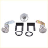 Silver ignition lock cylinder set with keyhole covers and black plastic retainers for land cruiser fj40 fj43