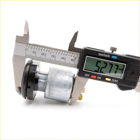 Silver and black metal ignition switch for Nissan Datsun 520 521 620 720 1968-1982 measured with digital caliper