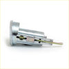 Silver metal ignition switch lock cylinder with keyway and internal mechanism for toyota hilux 78-84 back side view
