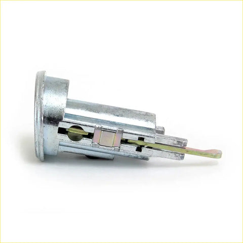 Silver metal ignition switch lock cylinder with keyway and internal mechanism for toyota hilux 78-84 back side view