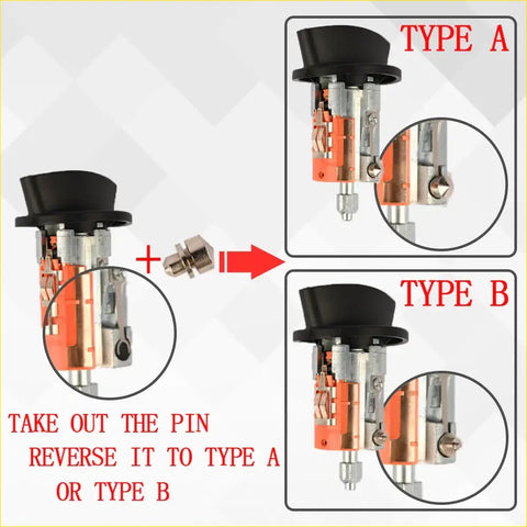 Black plastic ignition switch lock cylinder with metallic parts and orange wiring for ford f250 f350 1997 to 2007