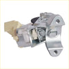 Silver metal ignition switch lock cylinder with beige plastic parts and black keyhole cover for toyota tundra back side