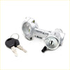 Silver ignition switch lock with on start engraving and two black plastic keys for nissan exa pulsar nx xe n13 1986 1990