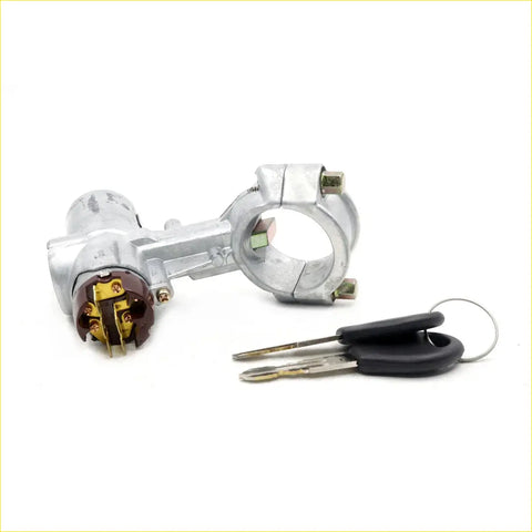 Silver metal ignition switch steering lock key with matching keys for nissan sunny sentra b12 fb12