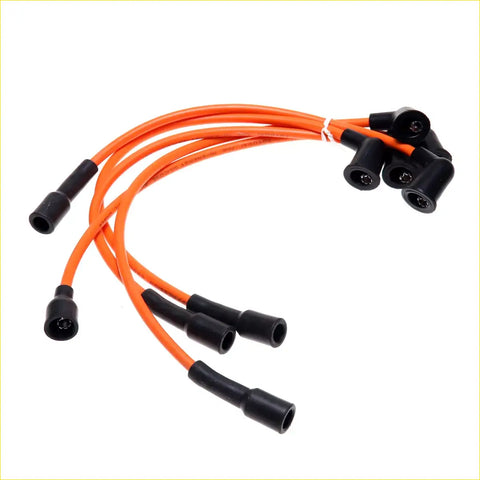Set of six bright orange ignition wires with black rubber boots for nissan datsun 620 j13 engine 1972-1979
