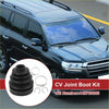Black rubber inner cv joint boot kit with silver metal clamps for 1998-2007 toyota land cruiser shown from back side