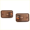 Brown plastic inner door handle covers with orange mechanisms for mazda b2000 b series 1985-1998 backside view