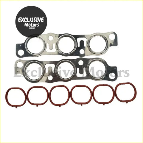 Set of two metallic intake and exhaust manifold gaskets with red rubber seals for toyota altezza 2.0l 1gfe