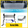 Silver aluminum intercooler with black mounts and chrome pipes for ford ranger px px2 mazda bt50 32l performance kit