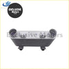 Silver metal intercooler with rectangular design and two circular inlets for ford courier and mazda bounty 25l diesel