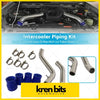 Shiny chrome intercooler piping kit with blue silicone couplers and metal clamps for isuzu d-max mux 3.0 turbo diesel