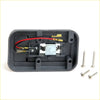 Back side of gray plastic interior dome light housing with internal wiring and metal parts for Toyota Hilux 1988-1997