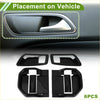 Black carbon fiber textured interior door handle bowl cover trim for toyota sienna 2021-2024 6 pcs set