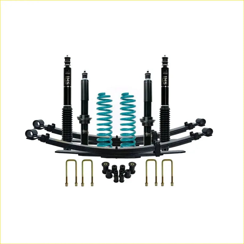 Black and teal coilover suspension kit with shocks springs and leaf springs for isuzu dmax dobinsons 3 inch lift kit