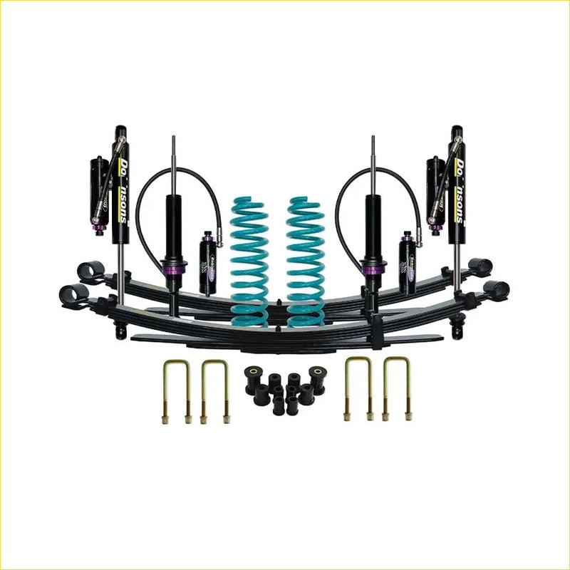 Black and teal coil springs with black doors branded shock absorbers for isuzu dmax mid 2020 dobinsons monotube suspension