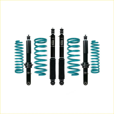 Set of teal coilover suspension with black shocks for isuzu mu-x ucs40 mid 2021 on dobinsons ims lift kit