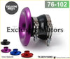 Purple anodized aluminum performance exhaust tip with black gasket and chrome clamps model 76-102 by exclusive motors