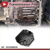 Black octagonal transmission filter with molded plastic housing and central threaded port for toyota rav4 2013-2016