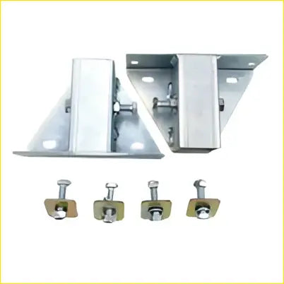 Silver metal l-bracket wall mounts with matching screws for ladder rack pod mounts suit 40x40mm tube ute racks