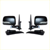 Black plastic led door mirrors with integrated turn signals and mounting brackets for toyota hilux 1997-2006 showing back side