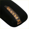 Black mousepad with transparent amber lit led strip along curved edge shown with led door mirrors x2 for toyota hilux