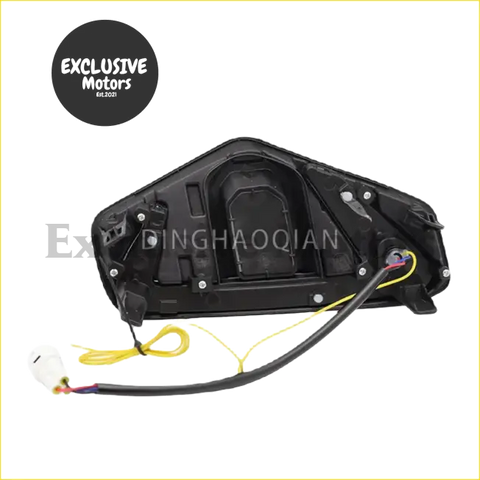 Black plastic motorcycle tail light housing with wiring shown from back for led fog lights x 2 nissan navara np300