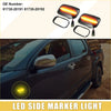 Black led side marker lights amber illumination for 2016-2023 toyota 4wd ute offroad use 1 pair