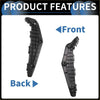 Black plastic left front bumper retainer bracket with molded ridges and mounting holes for toyota highlander 2001-2023
