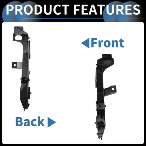 Black plastic left front bumper retainer bracket for toyota land cruiser prado shown from the back side