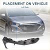 Black plastic left front bumper retainer bracket for 2004-2009 Toyota Prius shown from the back side