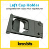 Black plastic left front cup holder trim with textured interior lining for toyota hilux vigo and fortuner models