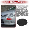 Black plastic left front tow hook cover cap for Toyota Auris 2013-2015 shown from the back side