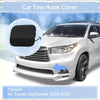 Black plastic left front tow hook cover designed for toyota highlander 2020-2023 shown from back side