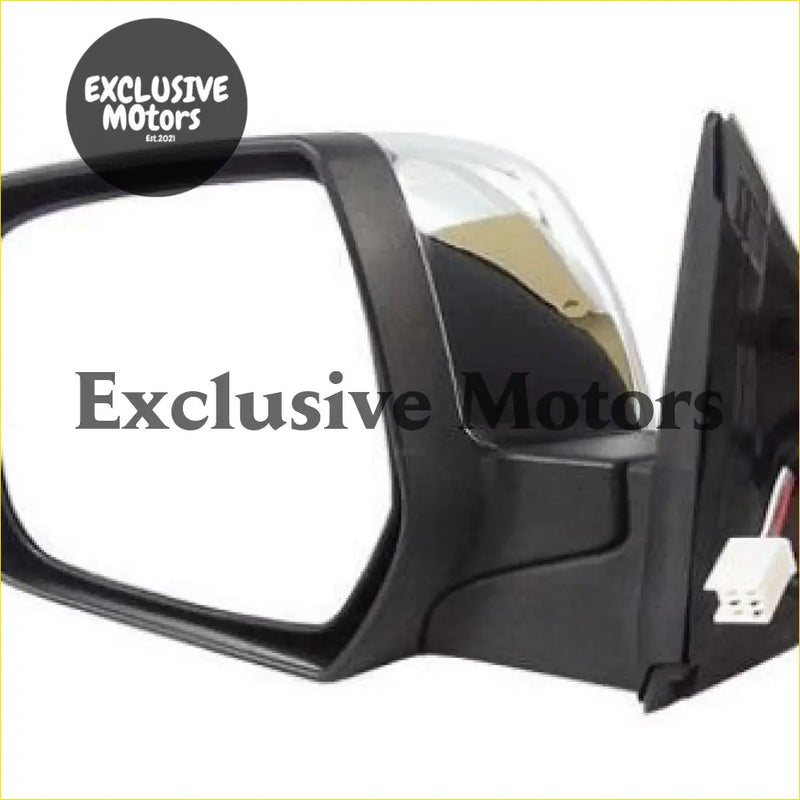 Left-hand chrome electric side mirror for ford courier 1999-2006 with black plastic back and wiring connector