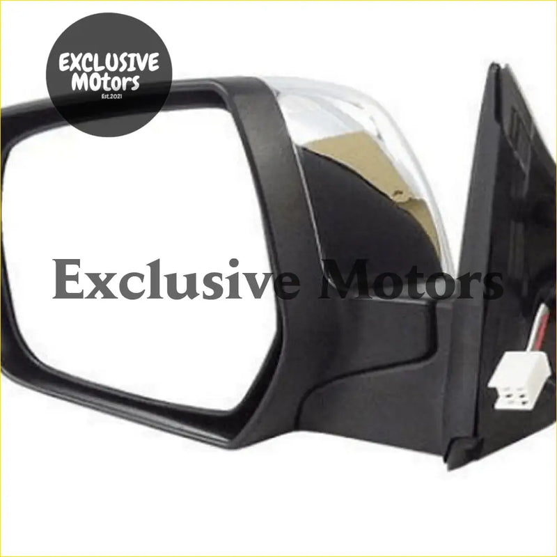 Left-hand chrome electric mirror for ford ranger mazda bt-50 showing black plastic side with chrome accent and wiring harness