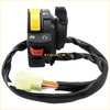Black left handlebar switch for Suzuki QuadRunner 250 with yellow rotary knob red button and black wiring harness