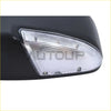 Black left side-view mirror for ram 1500 with power fold, turn signal, temp sensor, and clear ribbed lens housing