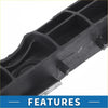 Black plastic left rear bumper retainer bracket for Toyota RAV4 2016-2018 with ribbed air intake tube back side view
