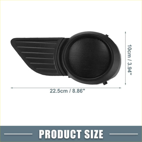 Black plastic car fog light cover with ribbed texture and wing-like design for toyota sienna 2011-2020
