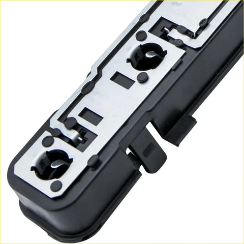 Black and silver car door lock actuator with molded plastic housing and metal parts for ford transit rear light bulb holder