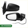 Black plastic left side door mirror for toyota rav4 2013-2015 with sleek design and integrated wiring shown from back
