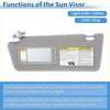 Left sun visor for Toyota Tacoma 2005-2015 in gray with vanity mirror yellow light panel and adjustable buckle for eye protection