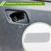 Gray rectangular left washer nozzle cover showing back side designed for toyota land cruiser 2016-2021 gas tank opening