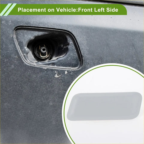 Gray rectangular left washer nozzle cover showing back side designed for toyota land cruiser 2016-2021 gas tank opening