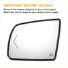 Left white mirror glass with back heated feature for toyota tundra showing black-framed side-view mirror glass