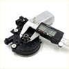 Black plastic and metal lh power window motor assy for toyota hilux2004-2016 with digital caliper measuring 14.7 mm diameter